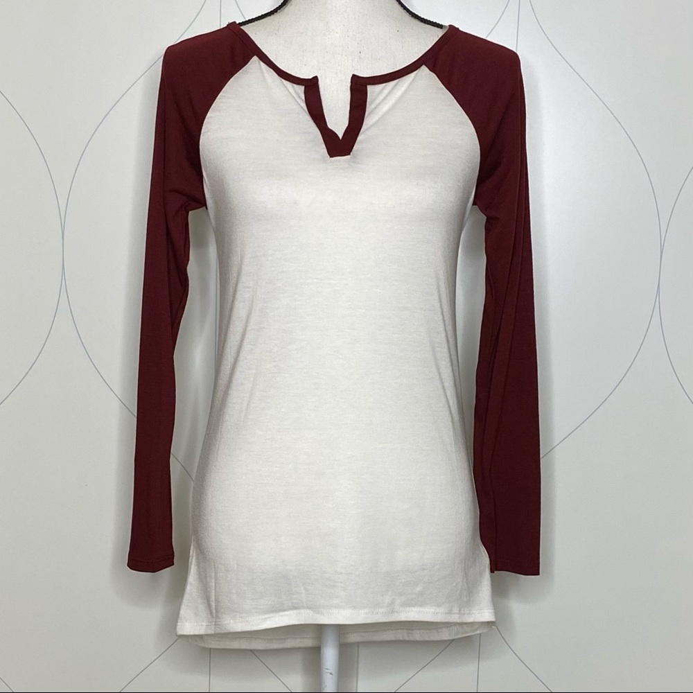 NWT UK2LA hope long sleeve raglan tee maroon S